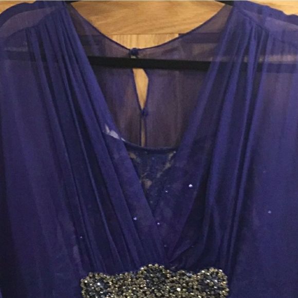 TeryJon Embellished Lace Georgette Gown - Blue - Picture 7 of 8